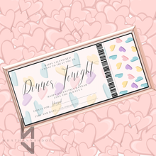 Load image into Gallery viewer, Hearts Background Event Ticket Design for Gift Giving Voucher
