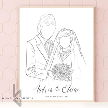 Load image into Gallery viewer, Custom Black and White Line Drawing Style Digitally Drawn Artwork
