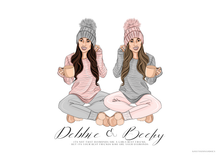 Load image into Gallery viewer, Best Friends Jammies and Hot Chocolate Line Up Back Portrait Family
