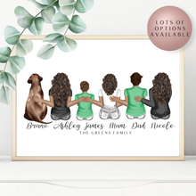 Load image into Gallery viewer, Family Sitting Down Back Portrait Line Up
