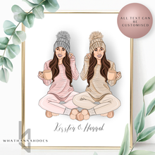 Load image into Gallery viewer, Best Friends Jammies and Hot Chocolate Line Up Back Portrait Family
