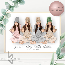 Load image into Gallery viewer, Best Friends Jammies and Hot Chocolate Line Up Back Portrait Family
