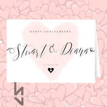 Load image into Gallery viewer, Happy Anniversary Card Personalise your Names and Date
