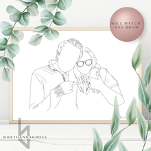 Load image into Gallery viewer, Custom Black and White Line Drawing Style Digitally Drawn Artwork
