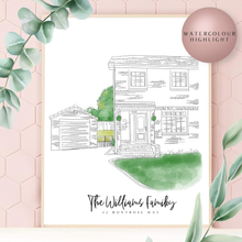 Load image into Gallery viewer, Sketch Style Home Digitally Drawn Artwork
