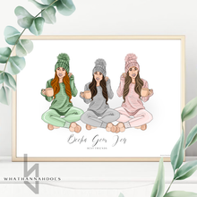 Load image into Gallery viewer, Best Friends Jammies and Hot Chocolate Line Up Back Portrait Family
